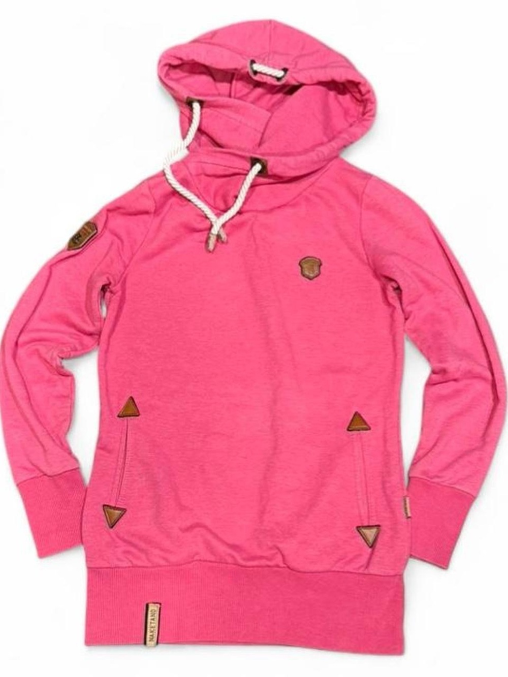 Naketano Asymetrical Hood Pink Slim Long Pullover Hoodie